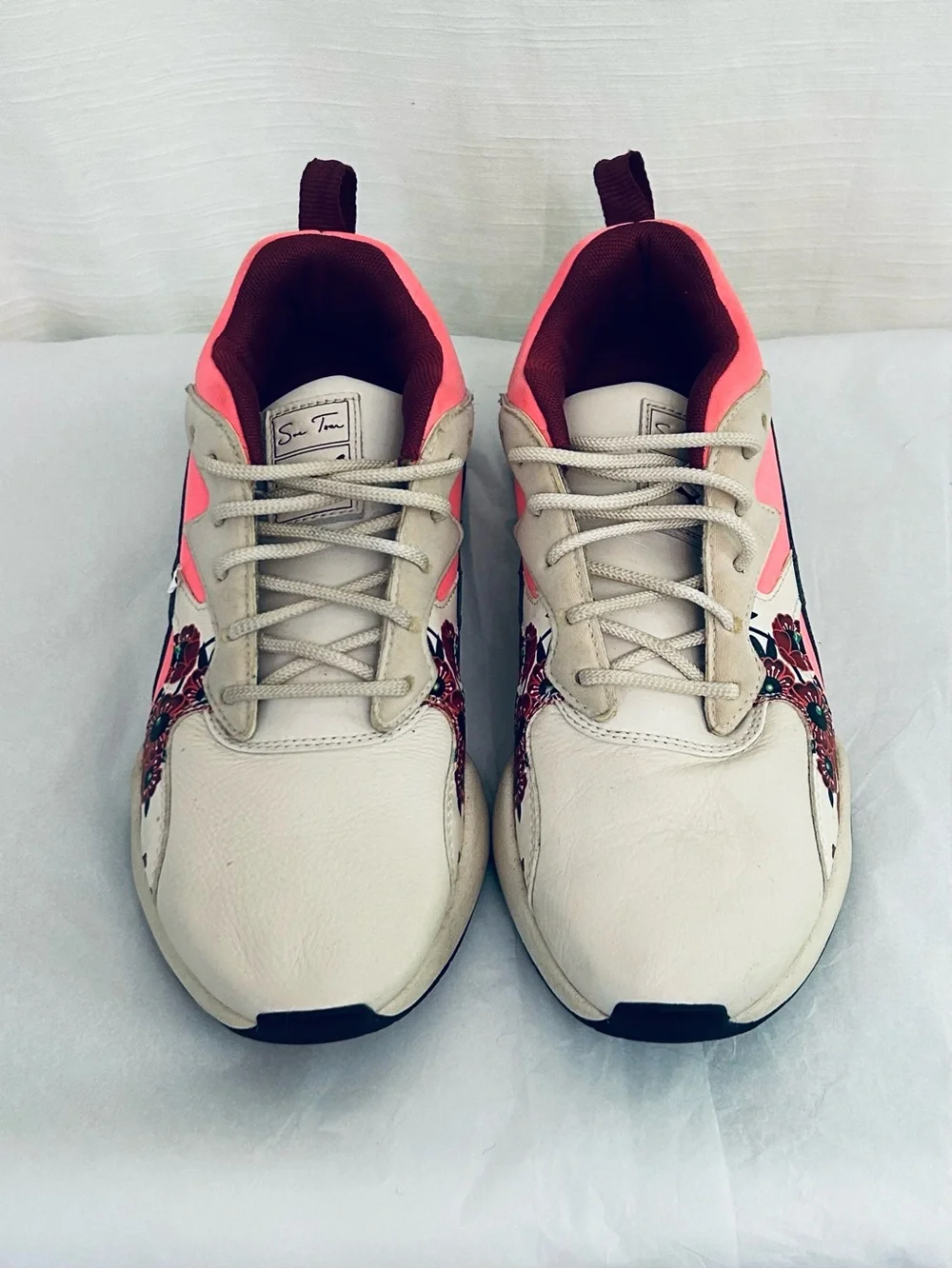 Puma‎ Women’s Cherry Bomb Cream and Pink Floral-Accent Sneakers
